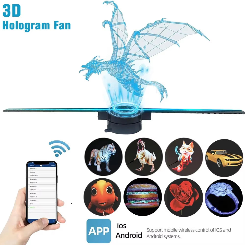 3D-hologramfläktprojektor — appstyrd svävande LED-skärm