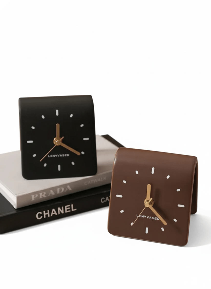 Keramische tafelklok met stil quartz uurwerk, 4.8 Inch, afgerond minimalistisch uurwerk voor slaapkamer, nachtkastje, kantoor, bureau en woondecoratie, werkt op batterijen