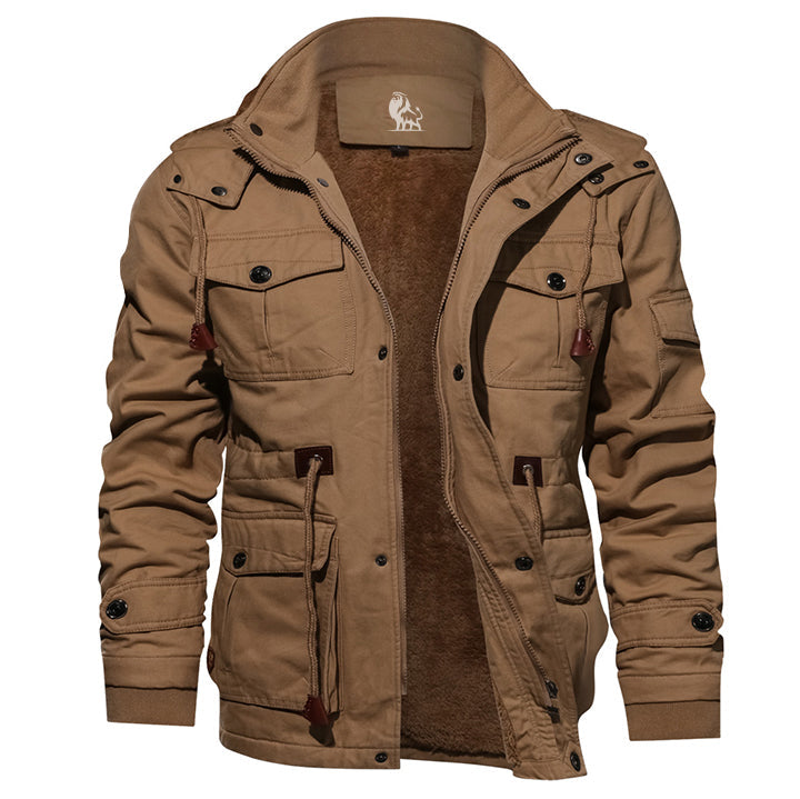 Men's Cotton-Poly Insulated Jacket — Water-Resistant, Removable Hood
