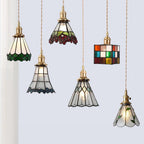 Stained Glass Pendant LED Light in Vintage Style - Bulb Included