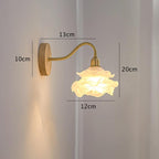 Layered Glass Flower Wall Light with Wood Lamp Fixture - Bulb Included
