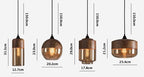 Nordic Woody Metal Pendant LED Light with Tea Colored Glass Shade - Bulb Included