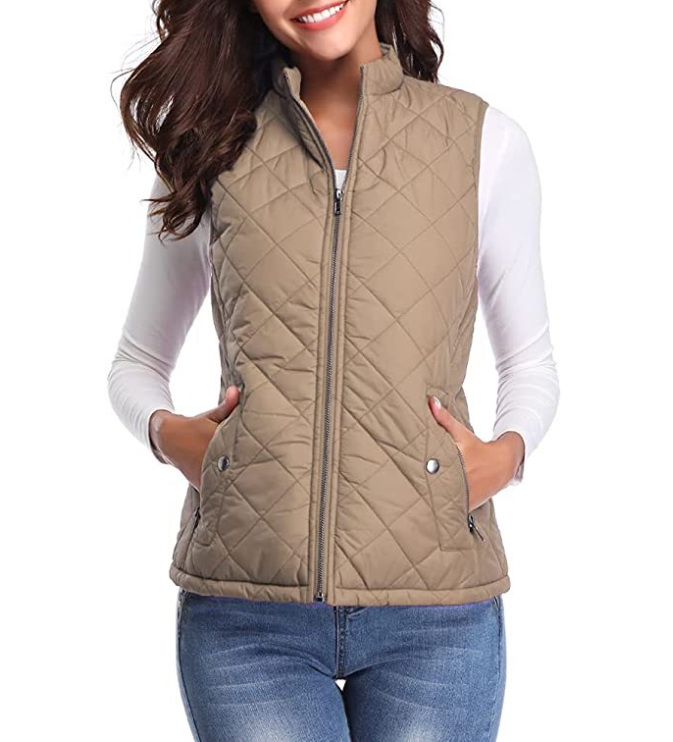 Women's Lightweight Quilted Zip-Front Vest — Slim Layering Piece