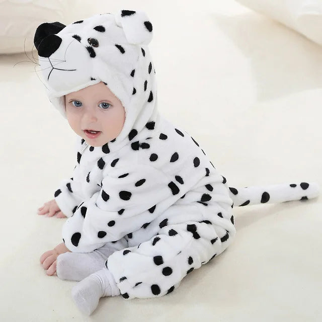 Baby-Schlafanzug mit Reißverschluss und Kapuze, Kostümdesign mit Tierfigur für Jungen und Mädchen | weiche Loungewear aus Baumwoll-Polyester-Mischgewebe, Schlafanzug für Babys 0-