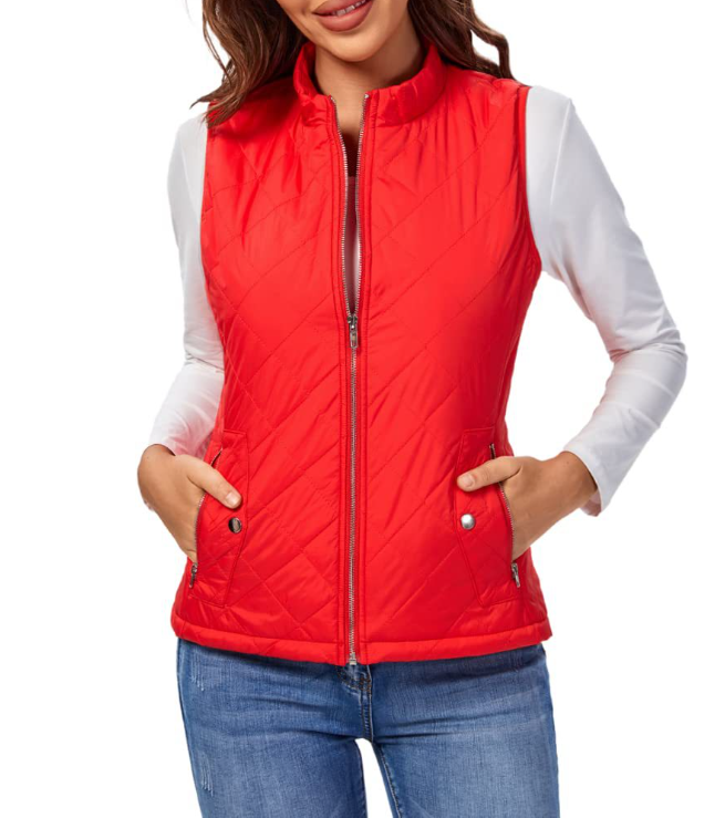 Women's Lightweight Quilted Zip-Front Vest — Slim Layering Piece