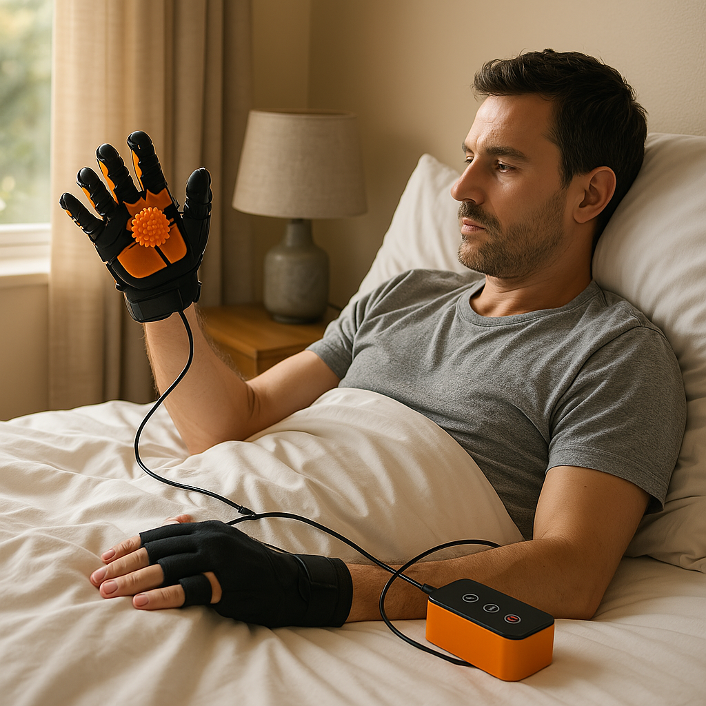 Handskar för eldriven handterapi — rehabilitering efter stroke, vid artrit och nervskador