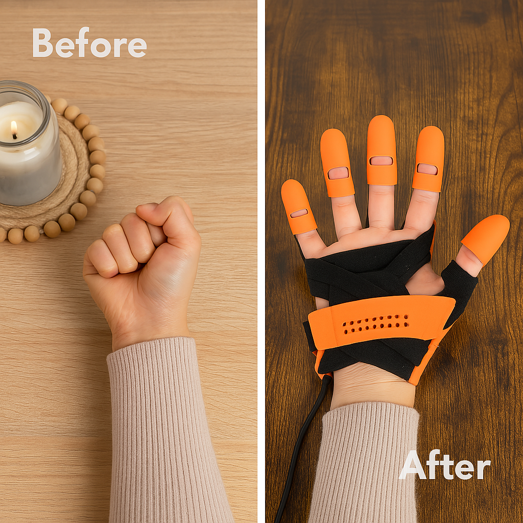 Handskar för eldriven handterapi — rehabilitering efter stroke, vid artrit och nervskador