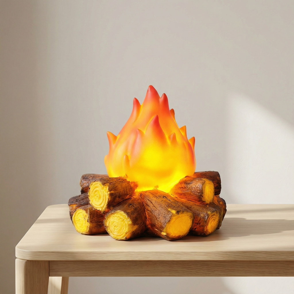 Flickering Flame LED Lamp – Realistic Campfire Effect, Battery-Powered, Safe Indoor/Outdoor Decor | Euroselle