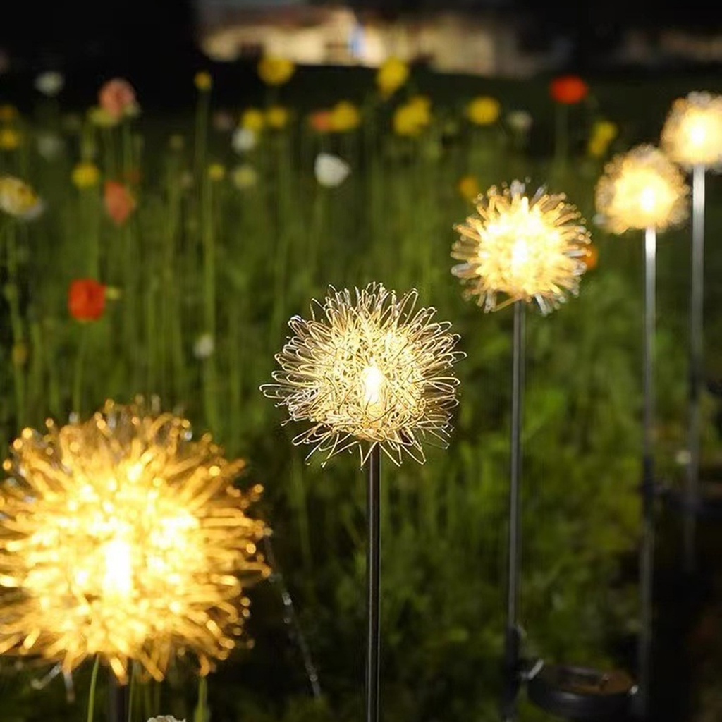 Lampada di design Euroselle Solar Dandelion, LED bianco caldo, bianca e multicolore, in acciaio inossidabile IP65