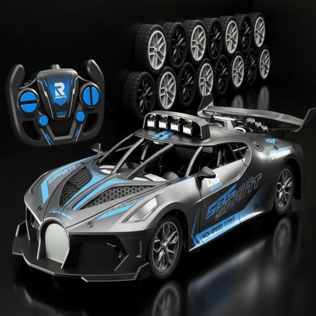 Mașină RC de drift NovaRidge la scara 1:18 — caroserie rotunjită sigură pentru copii, comenzi de direcție simplificate, șasiu robust pentru drift