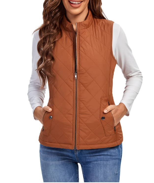 Women's Lightweight Quilted Zip-Front Vest — Slim Layering Piece