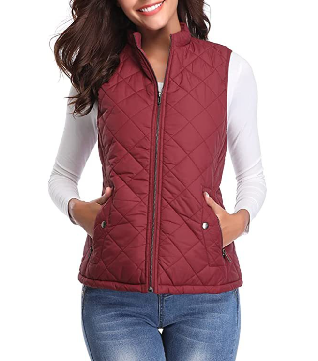 Women's Lightweight Quilted Zip-Front Vest — Slim Layering Piece