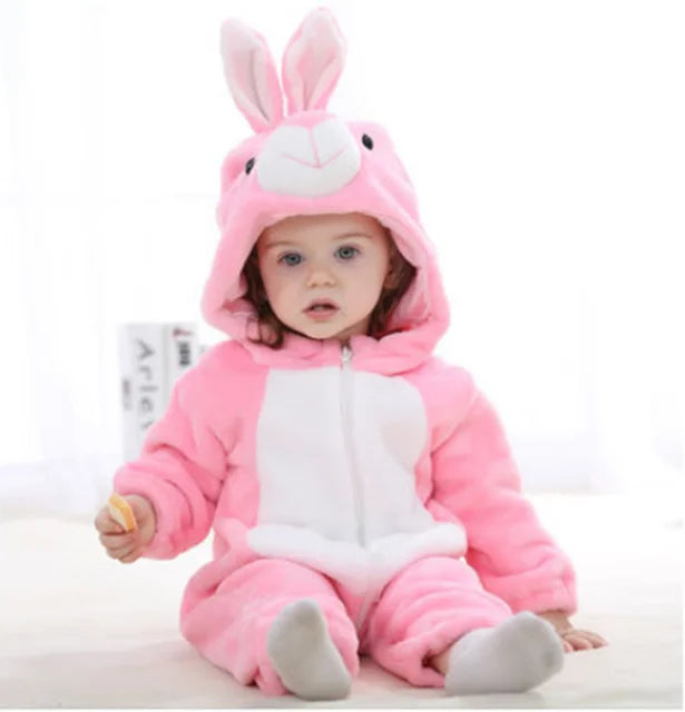 Baby-Schlafanzug mit Reißverschluss und Kapuze, Kostümdesign mit Tierfigur für Jungen und Mädchen | weiche Loungewear aus Baumwoll-Polyester-Mischgewebe, Schlafanzug für Babys 0-