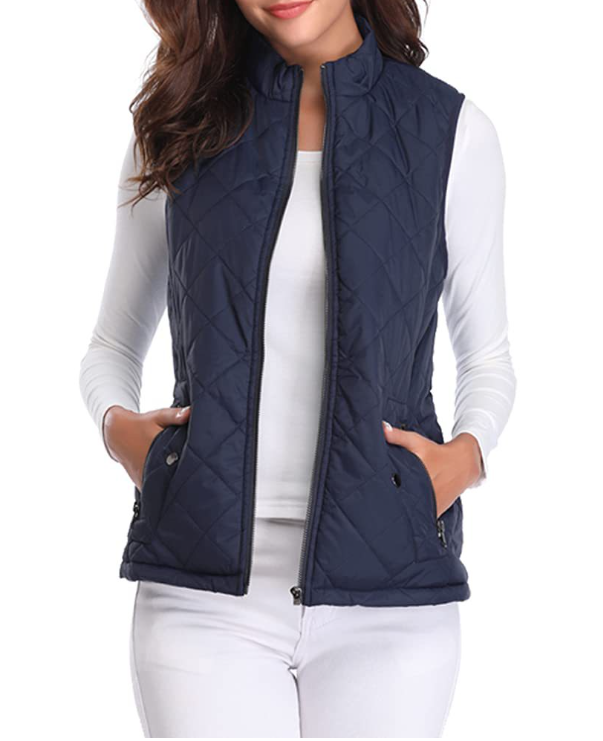 Women's Lightweight Quilted Zip-Front Vest — Slim Layering Piece
