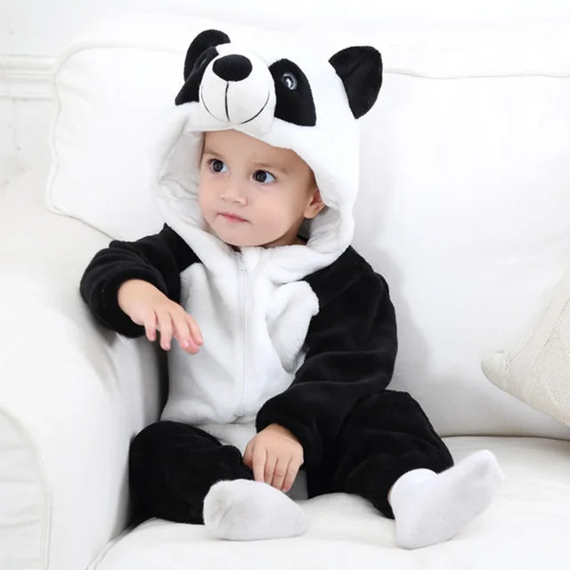 Baby-Schlafanzug mit Reißverschluss und Kapuze, Kostümdesign mit Tierfigur für Jungen und Mädchen | weiche Loungewear aus Baumwoll-Polyester-Mischgewebe, Schlafanzug für Babys 0-