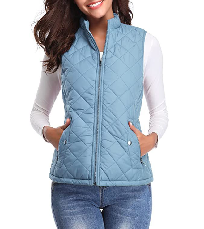 Women's Lightweight Quilted Zip-Front Vest — Slim Layering Piece