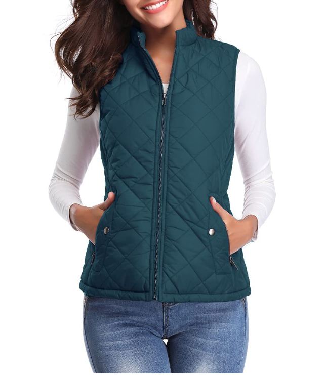 Women's Lightweight Quilted Zip-Front Vest — Slim Layering Piece