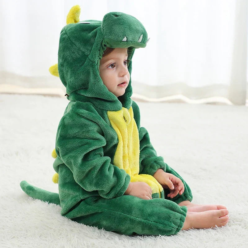Baby-Schlafanzug mit Reißverschluss und Kapuze, Kostümdesign mit Tierfigur für Jungen und Mädchen | weiche Loungewear aus Baumwoll-Polyester-Mischgewebe, Schlafanzug für Babys 0-