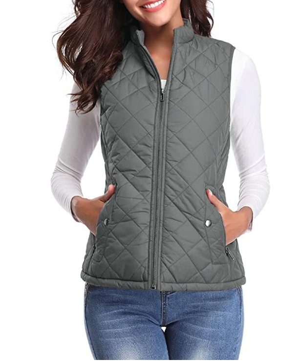 Women's Lightweight Quilted Zip-Front Vest — Slim Layering Piece