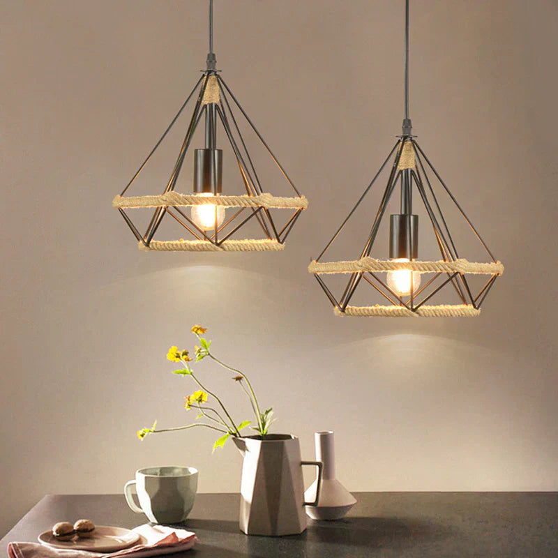 Rustikale Schnur-Lampe
