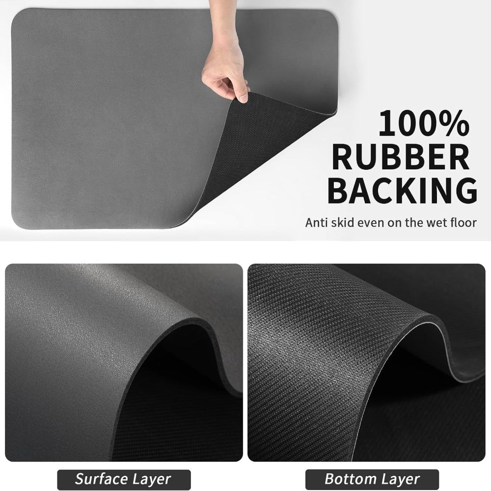 Tapete escorredor de loiça de diatomite cinzento — Superabsorvente, 16x12-Inch