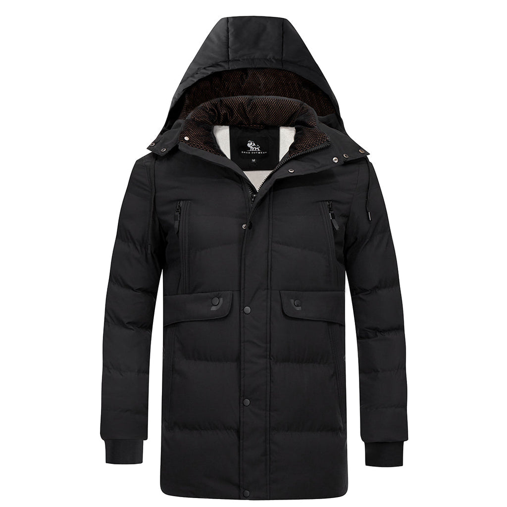 Parka impermeable acolchada para hombre - forro acolchado, capucha desmontable