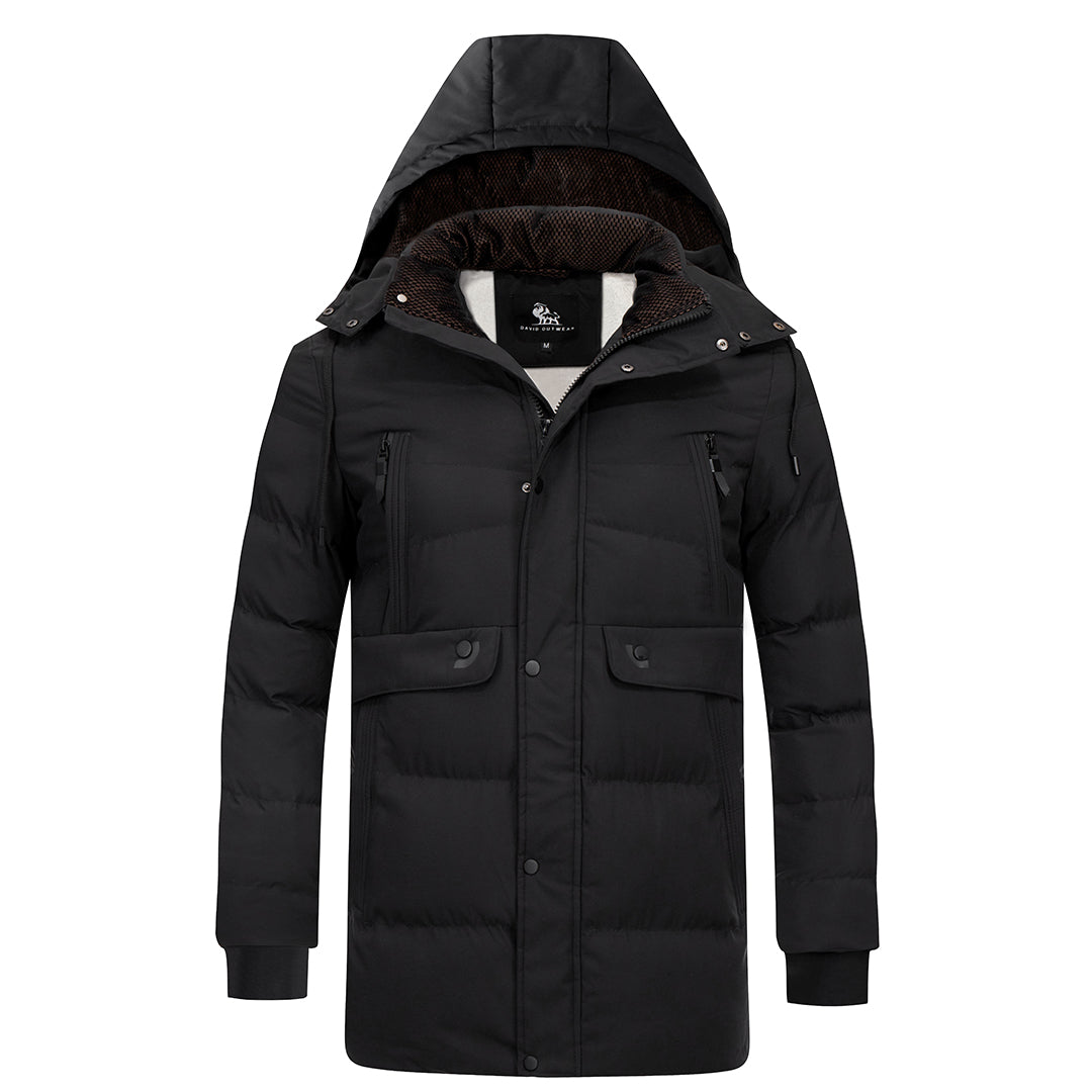Parka impermeable acolchada para hombre - forro acolchado, capucha desmontable