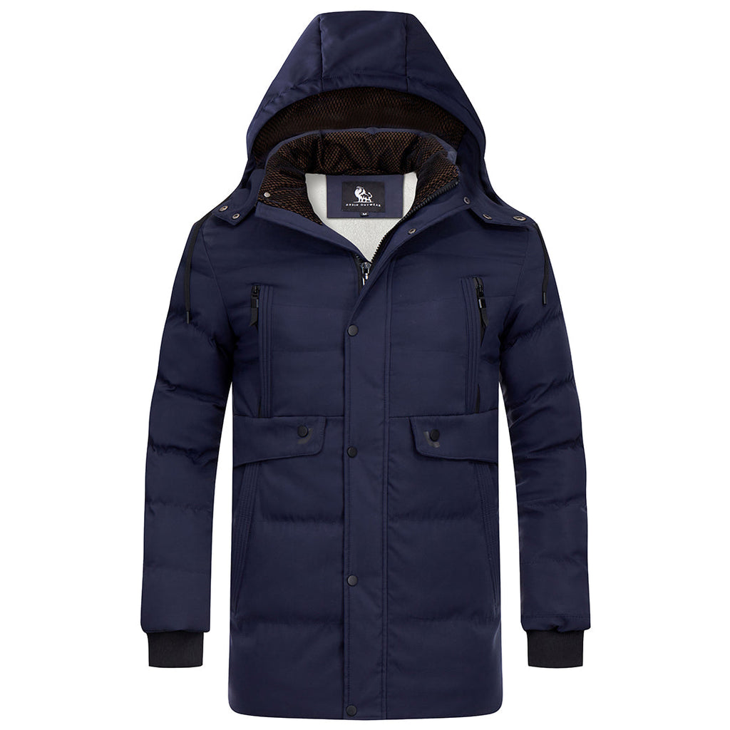 Parka impermeable acolchada para hombre - forro acolchado, capucha desmontable