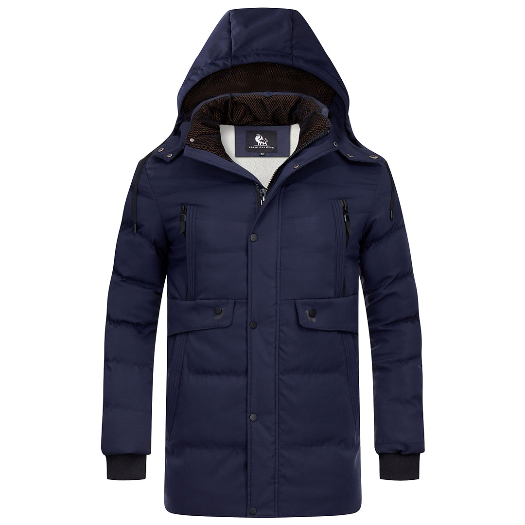 Parka impermeable acolchada para hombre - forro acolchado, capucha desmontable