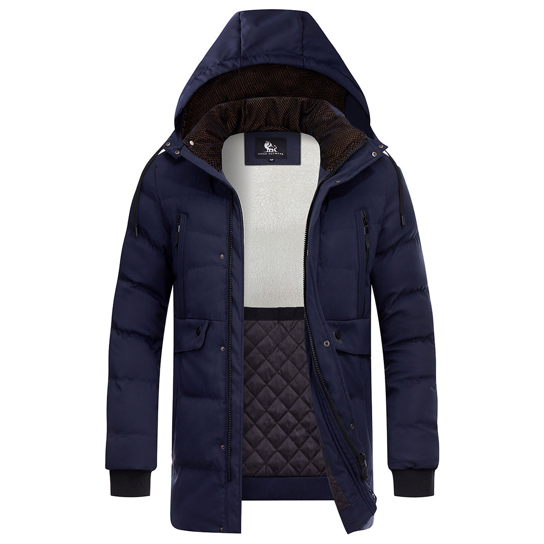 Parka impermeable acolchada para hombre - forro acolchado, capucha desmontable