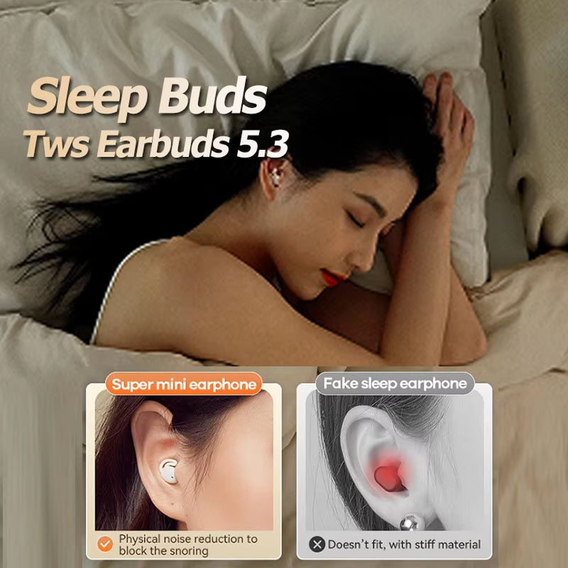 Auricolari per dormire su un fianco — Bluetooth 5.3, batteria da 5 ore