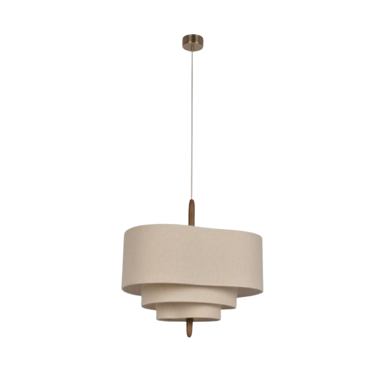 XL pendel med cremefarvet stofskærm i flere lag — Japandi-stil, 58×38 cm