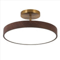 Japandi Round Ceiling Light — Semi Flush Mount, LED Driven, Wood Effect Finish