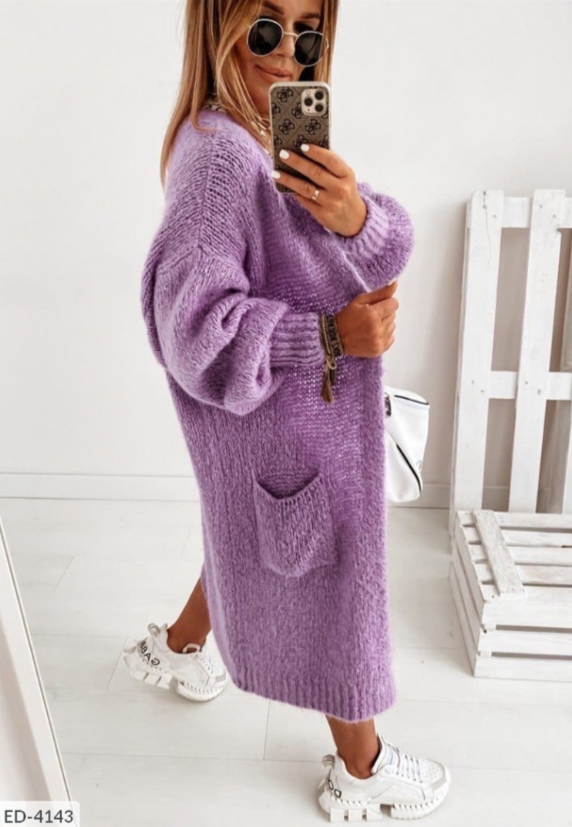 Gilet cardigan léger en maille pour femme — devant ouvert, poches