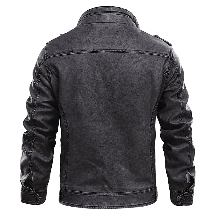 Veste de moto pour homme en simili cuir - déperlante et résistante aux rayures