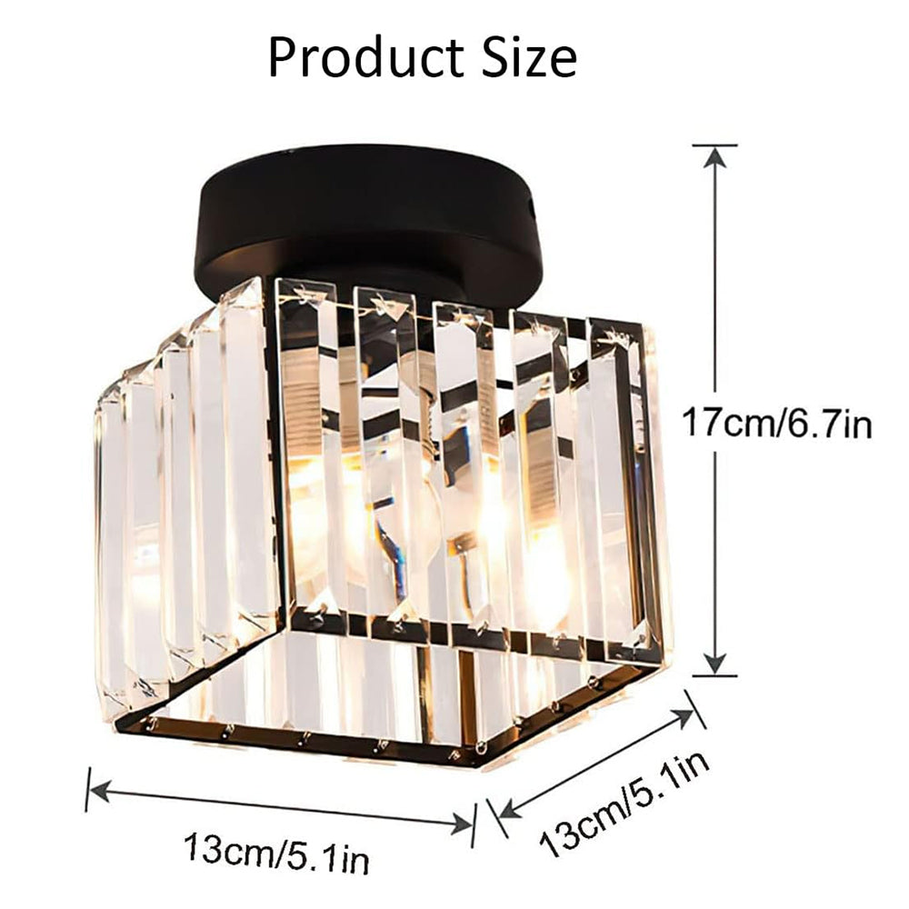 Black Gold Crystal Flush Mount Light Fixture — E27 Socket
