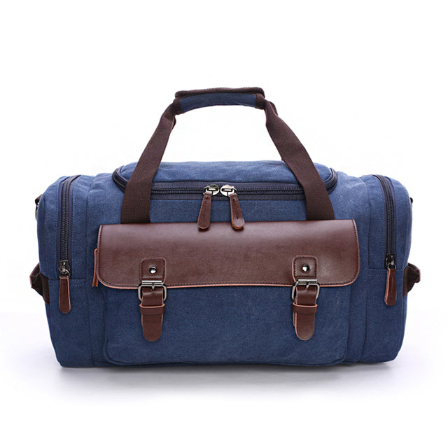 Canvas & Leather Water-Resistant Travel Duffel Bag — Large Weekender