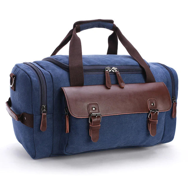 Canvas & Leather Water-Resistant Travel Duffel Bag — Large Weekender