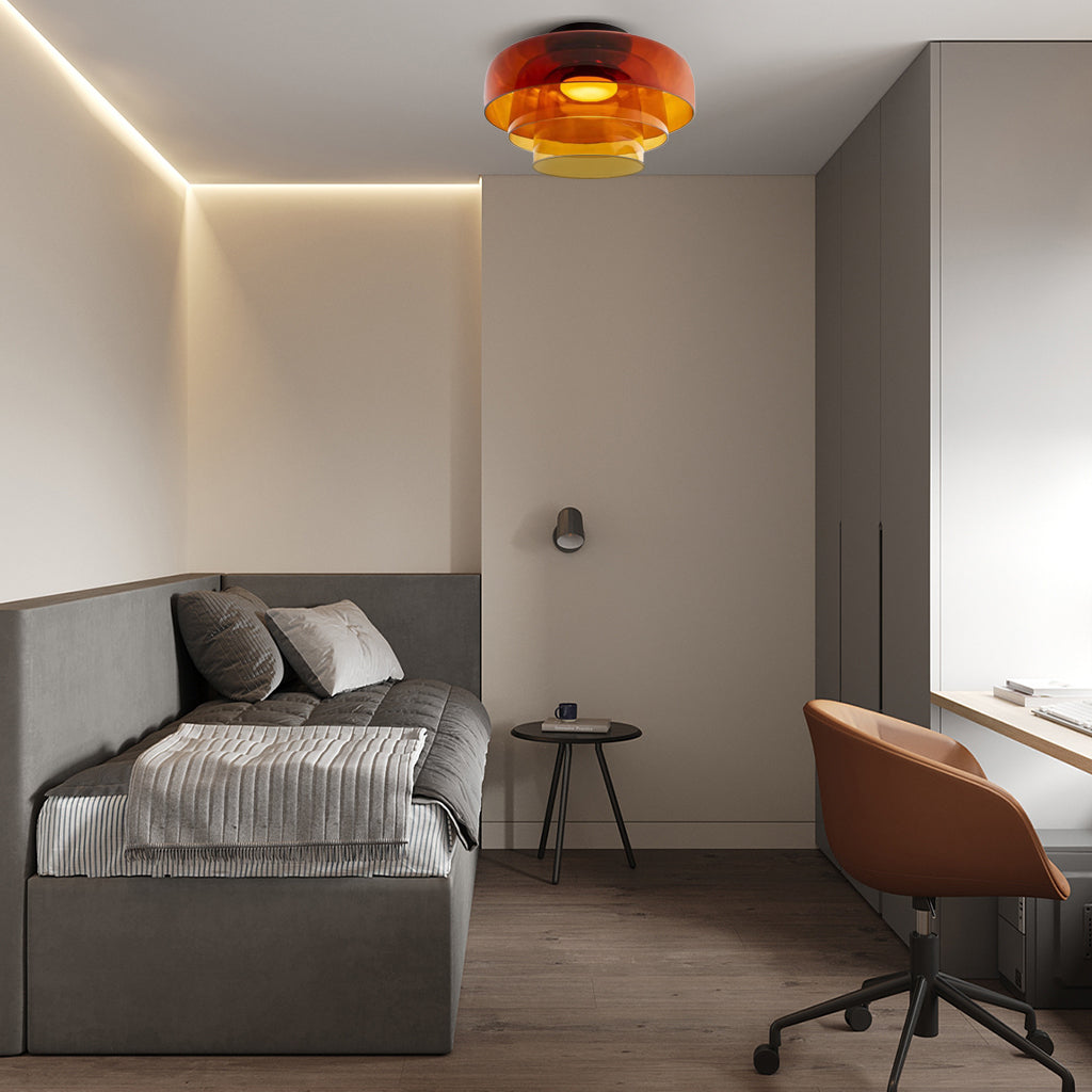Lagvis taklampe i glass med LED, 16,5 tommer, grå, ravfarget og grønn