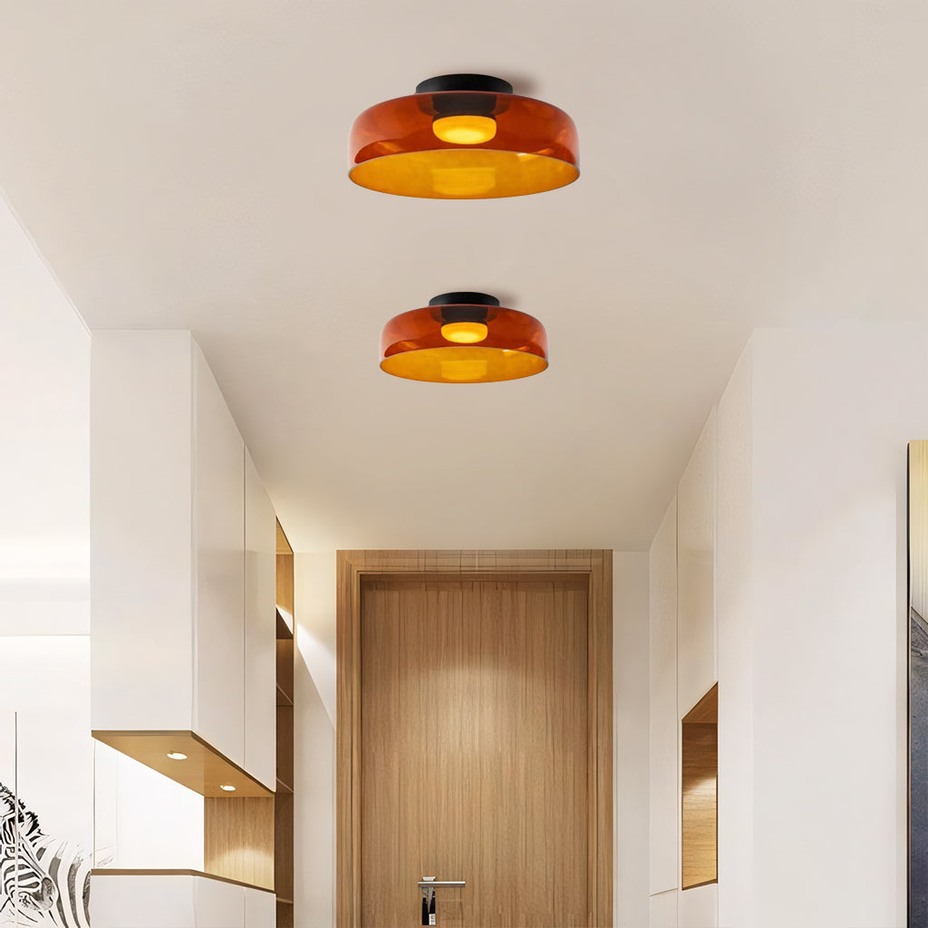 Lagvis taklampe i glass med LED, 16,5 tommer, grå, ravfarget og grønn