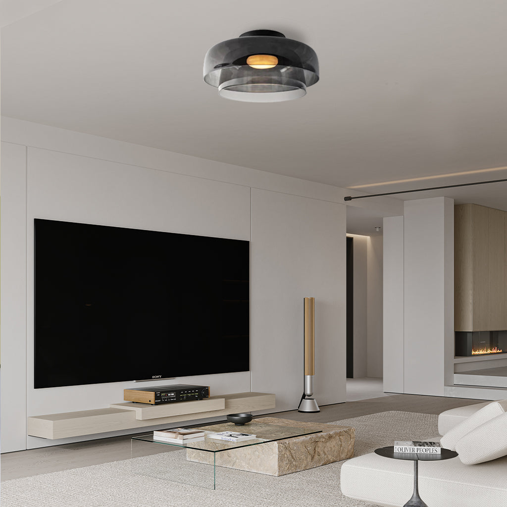 Lagvis taklampe i glass med LED, 16,5 tommer, grå, ravfarget og grønn