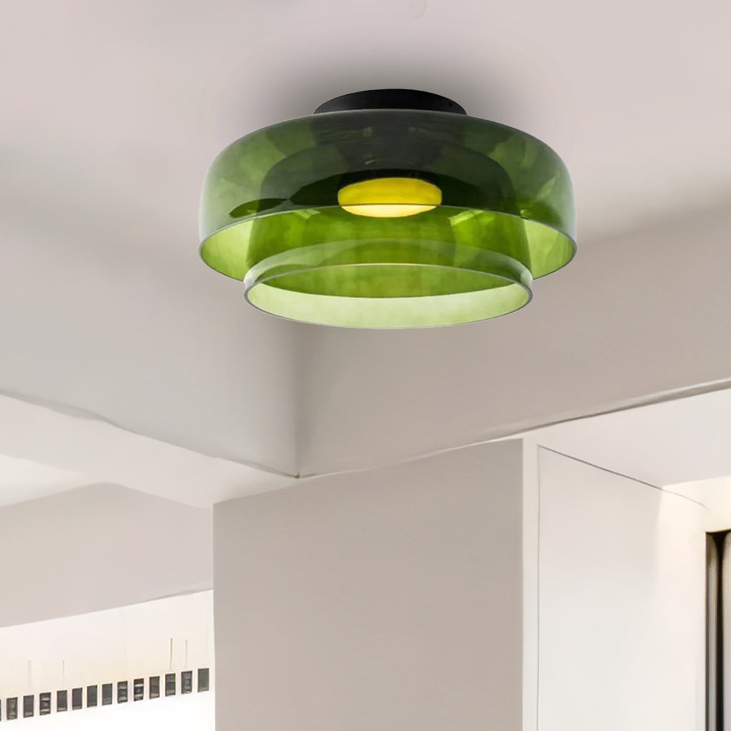 Lagvis taklampe i glass med LED, 16,5 tommer, grå, ravfarget og grønn