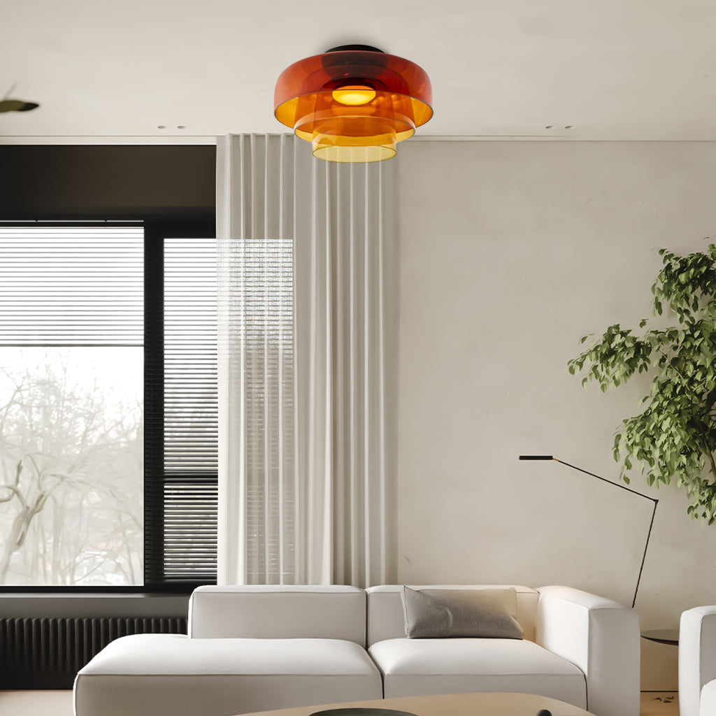 Lagvis taklampe i glass med LED, 16,5 tommer, grå, ravfarget og grønn