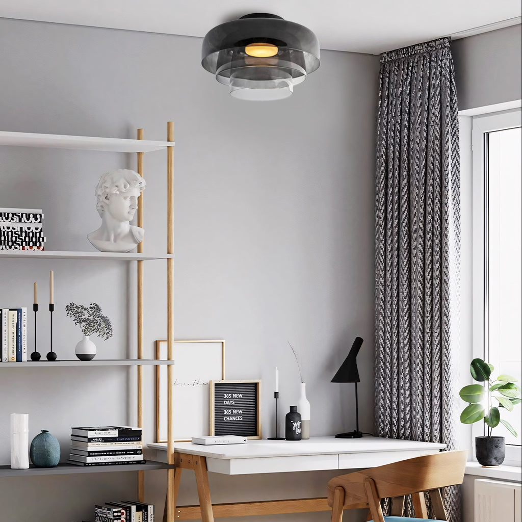 Lagvis taklampe i glass med LED, 16,5 tommer, grå, ravfarget og grønn