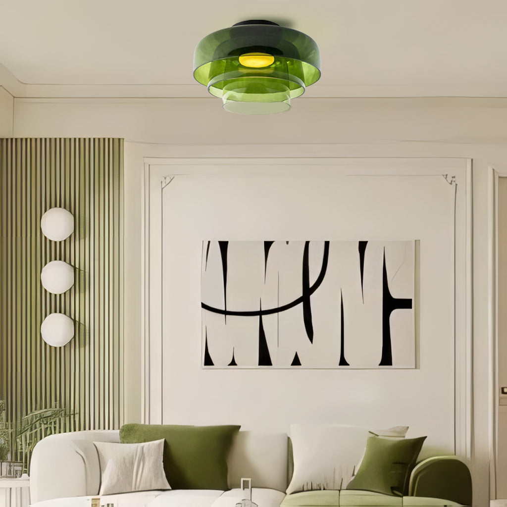 Lagvis taklampe i glass med LED, 16,5 tommer, grå, ravfarget og grønn