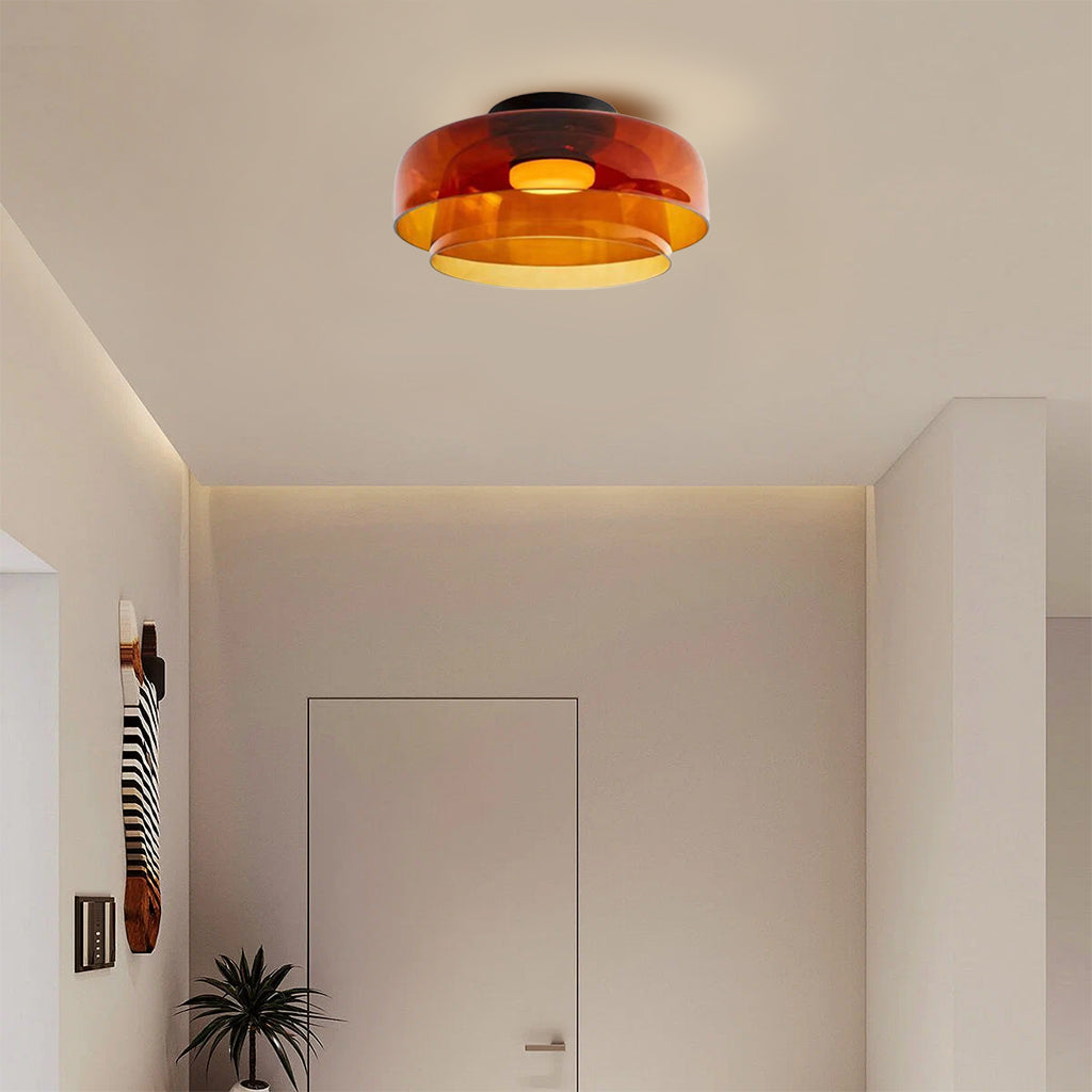 Lagvis taklampe i glass med LED, 16,5 tommer, grå, ravfarget og grønn