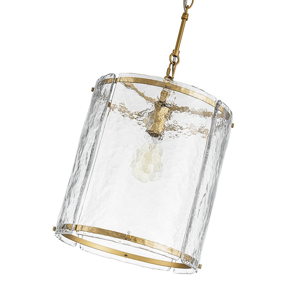 Lámpara colgante de vidrio acanalado con jaula, de 13 in, en latón o níquel, para encimera de cocina y mesa de comedor, con cadena ajustable de 79 in