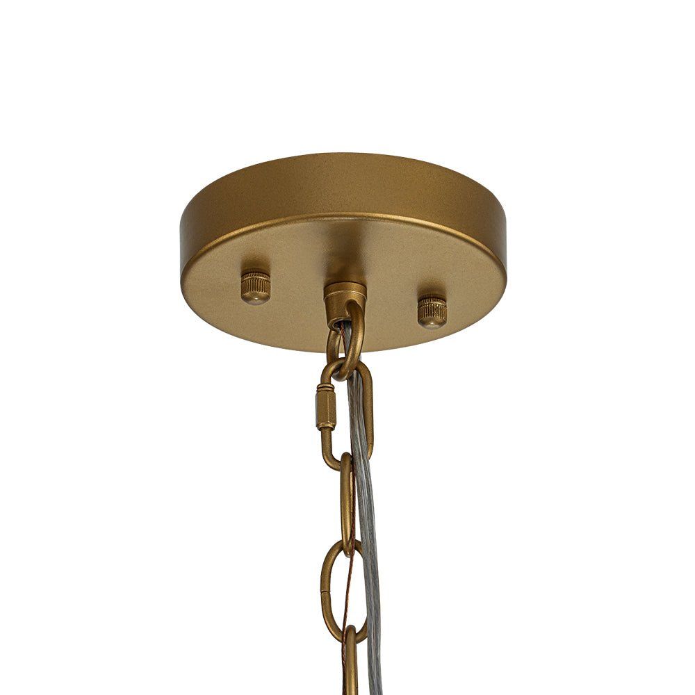 Lámpara colgante de vidrio acanalado con jaula, de 13 in, en latón o níquel, para encimera de cocina y mesa de comedor, con cadena ajustable de 79 in
