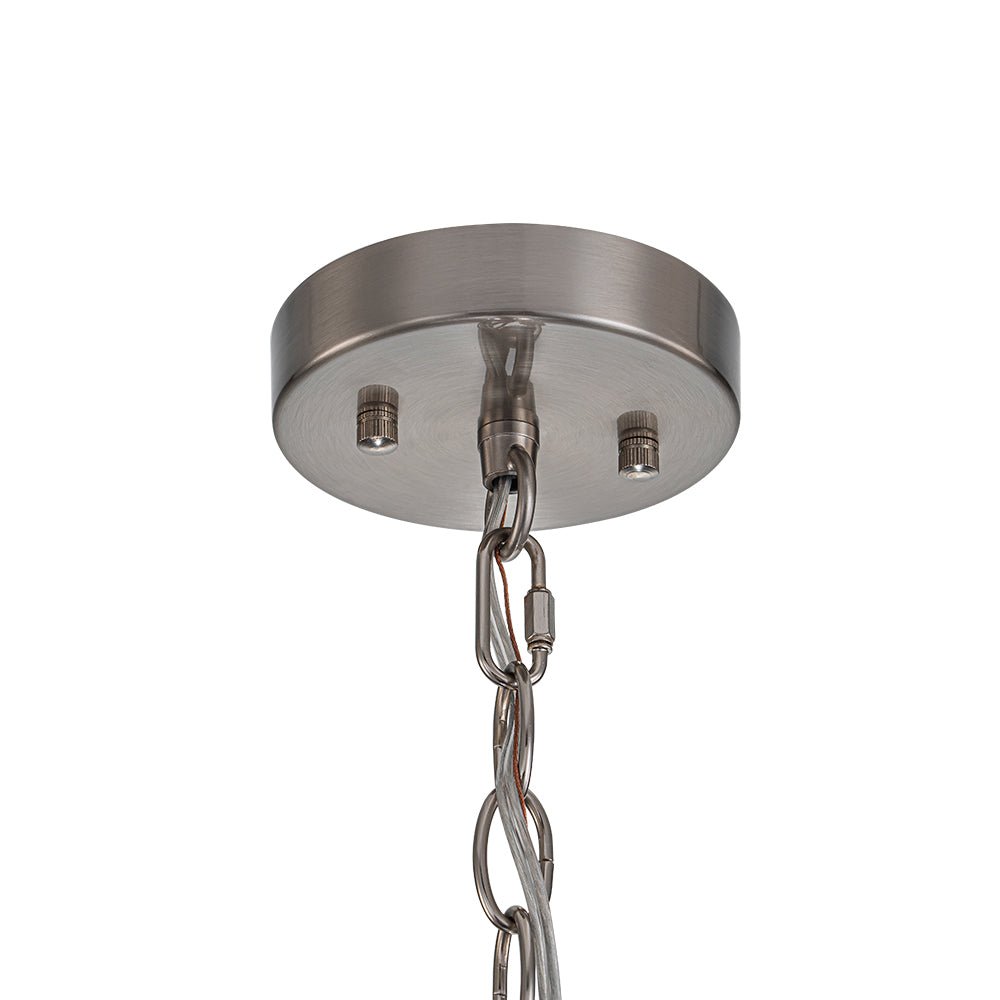 Lámpara colgante de vidrio acanalado con jaula, de 13 in, en latón o níquel, para encimera de cocina y mesa de comedor, con cadena ajustable de 79 in