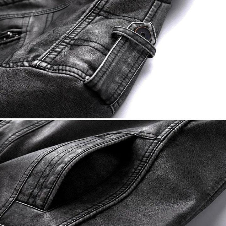 Veste de moto pour homme en simili cuir - déperlante et résistante aux rayures